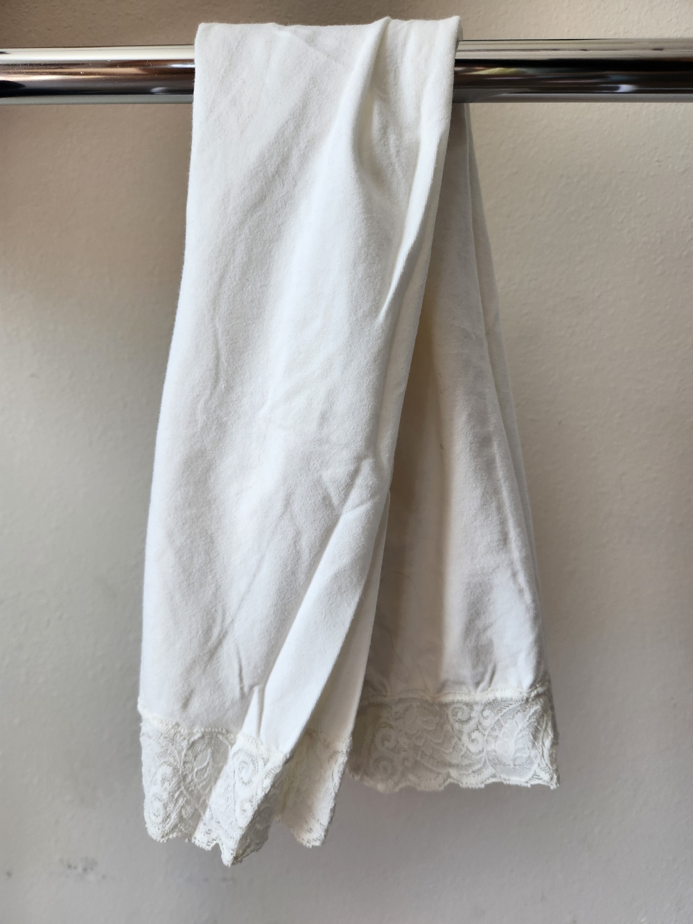 White Lace Trim Leggings